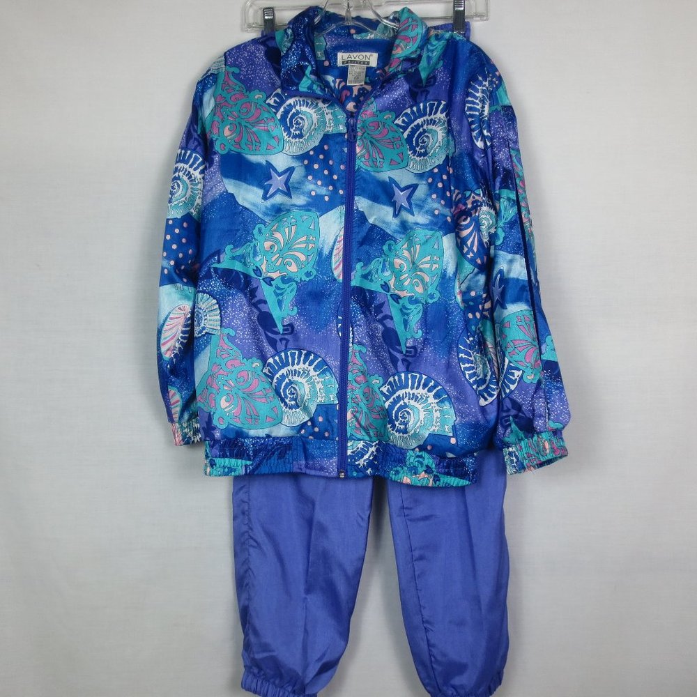 Levon Petites Leisure Suit Colorful Print Granny Core Loungewear Set Size PS